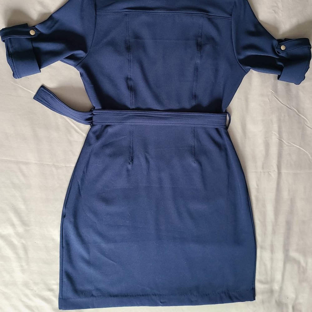 SUZY SHIER (NEW) Navy Blue Cargo Dress w/Brass Buttons - Picture 4 of 9